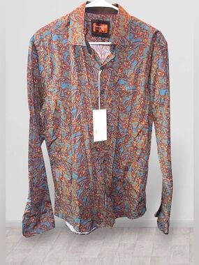 🌺NWT-CONSEQUENCE Multicolor Paisley Button-Down Shirt-TEAL